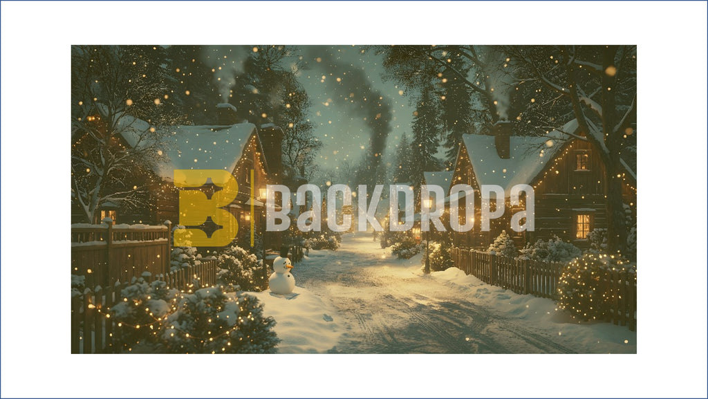 MAGICAL CHRISTMAS NIGHT SNOW VILLAGE BACKDROP FOR FESTIVE & FAMILY PHOTOGRAPHY