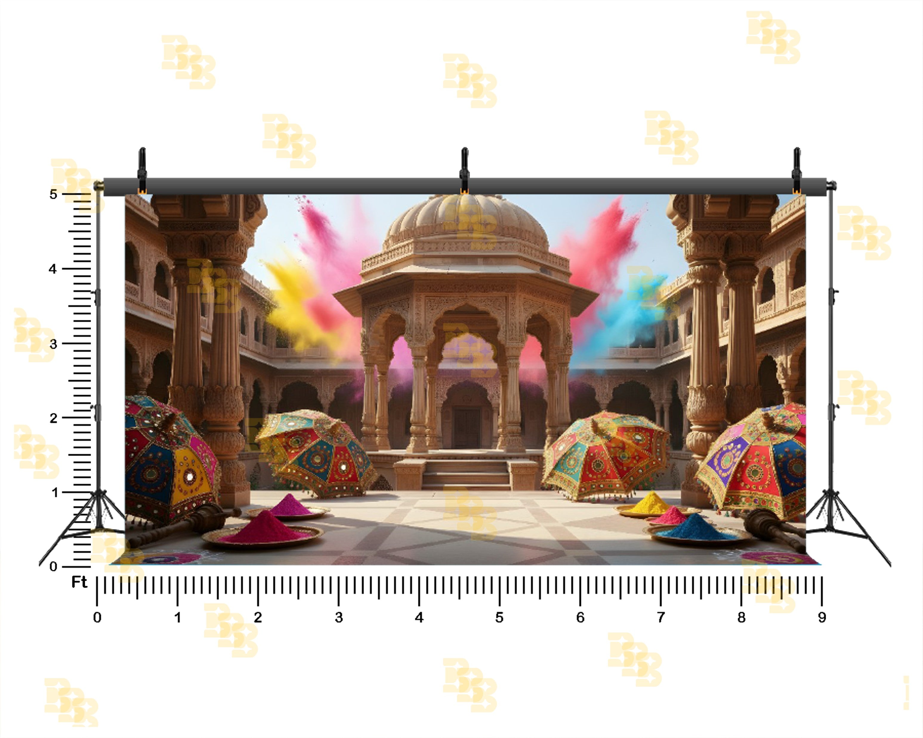 ROYAL HOLI PALACE COURTYARD BACKDROP FOR CULTURAL & FESTIVE PHOTOGRAPHY