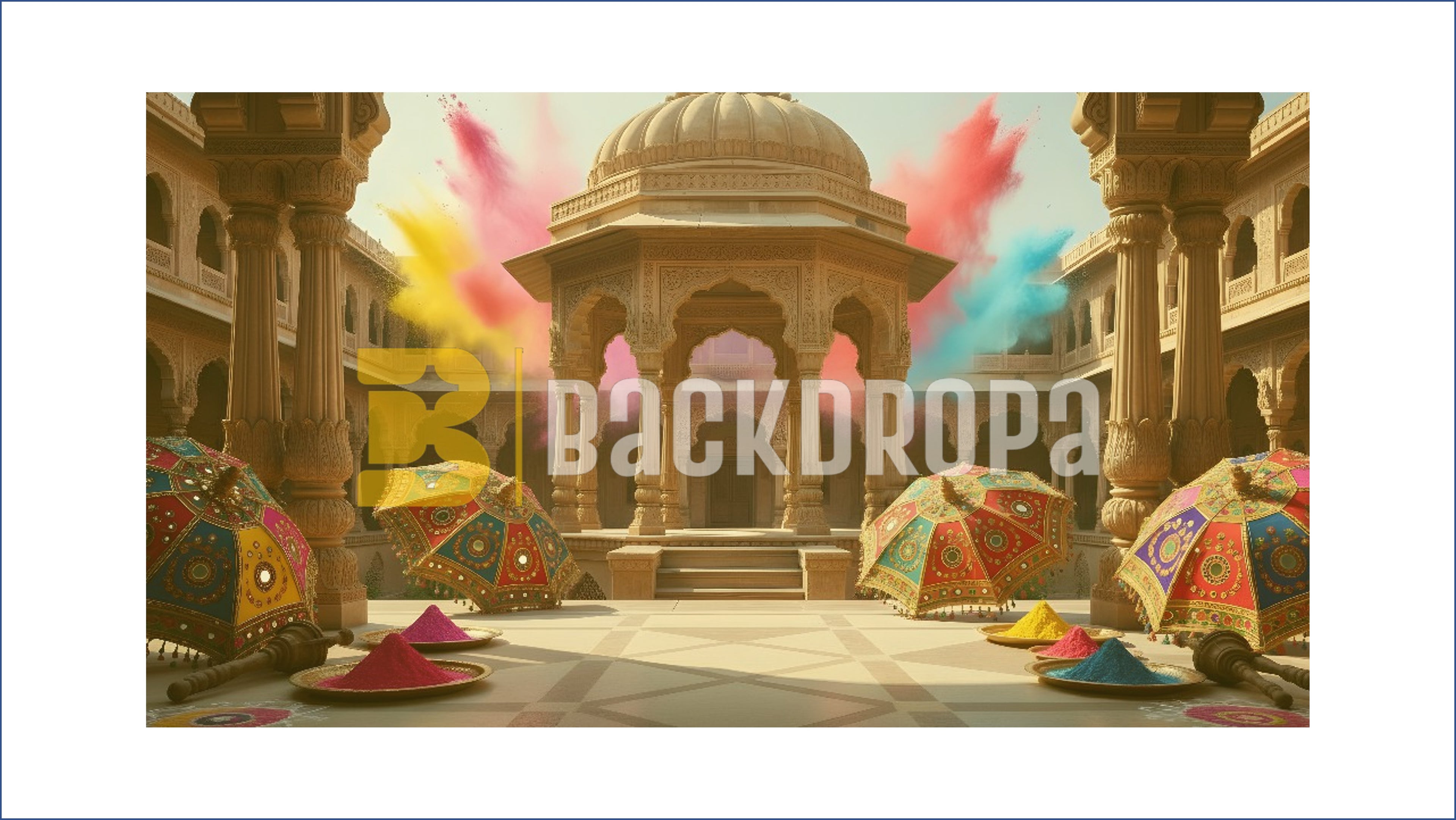 ROYAL HOLI PALACE COURTYARD BACKDROP FOR CULTURAL & FESTIVE PHOTOGRAPHY