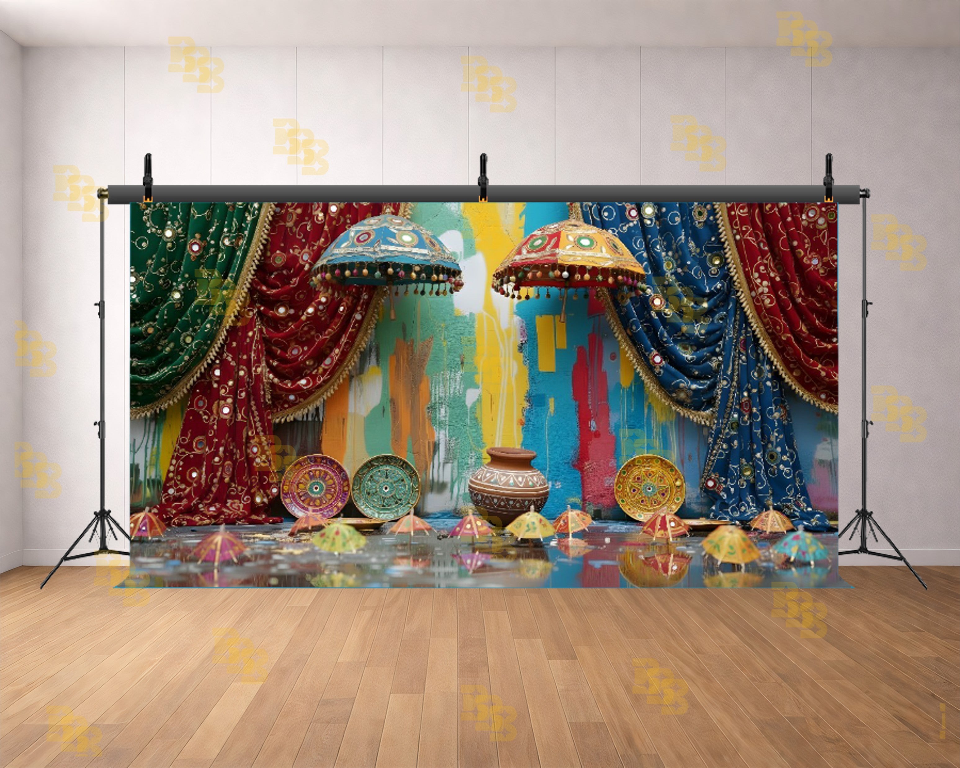 VIBRANT RAJASTHANI HOLI DECOR BACKDROP FOR TRADITIONAL & FESTIVE PHOTOGRAPHY