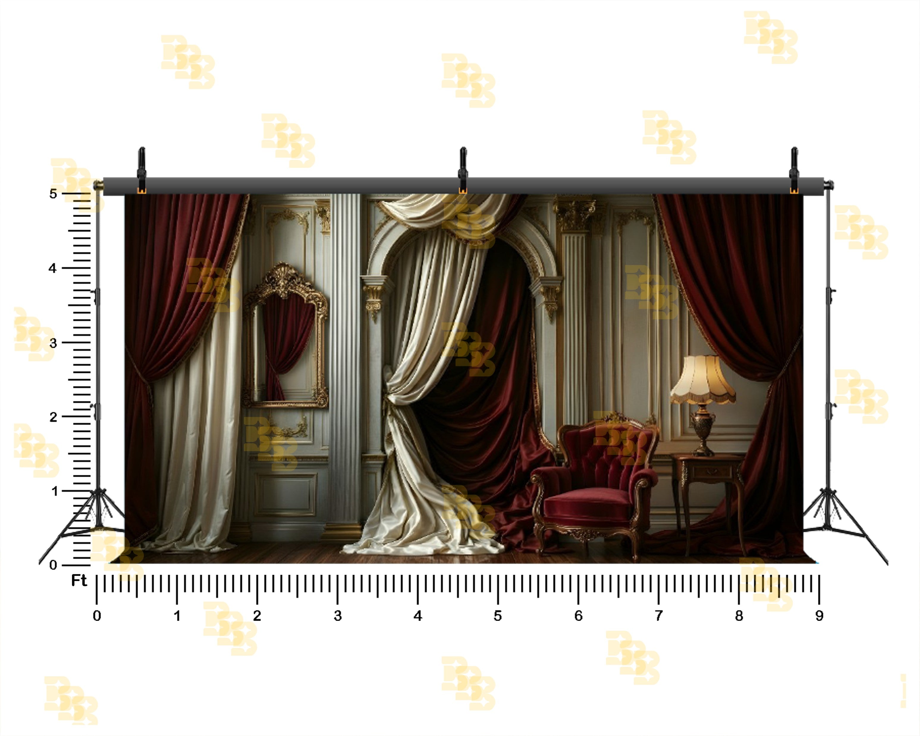 ROYAL VINTAGE CURTAIN PALACE SETUP BACKDROP FOR BOUTIQUE & FASHION PHOTOGRAPHY