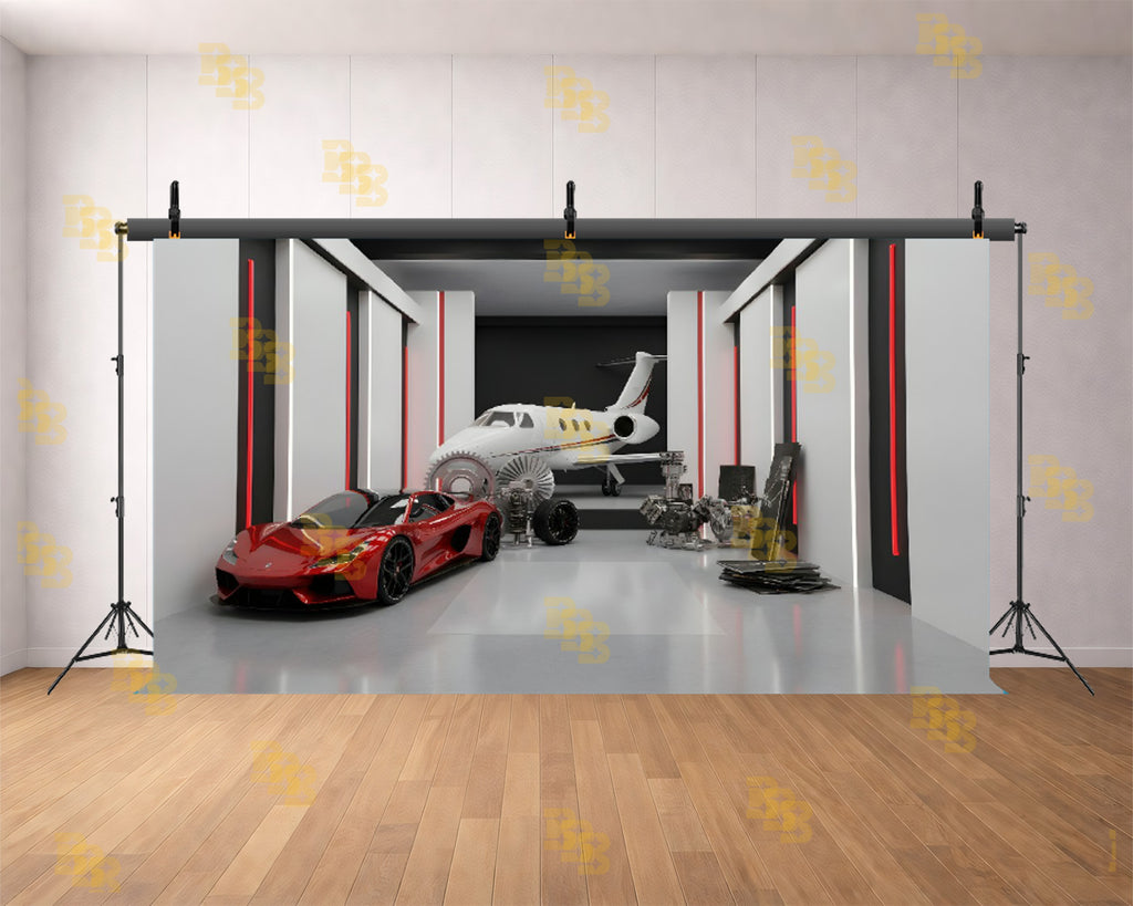 MODERN LUXURY GARAGE SETUP BACKDROP FOR AUTOMOTIVE & FASHION PHOTOGRAPHY