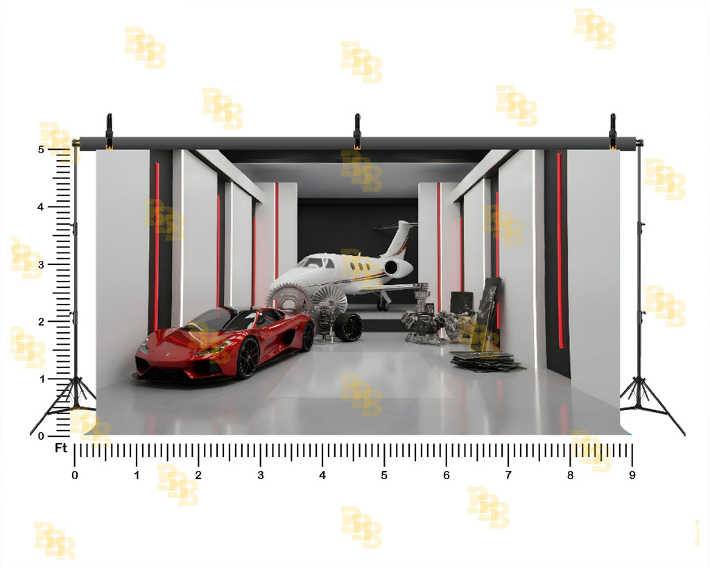 MODERN LUXURY GARAGE SETUP BACKDROP FOR AUTOMOTIVE & FASHION PHOTOGRAPHY