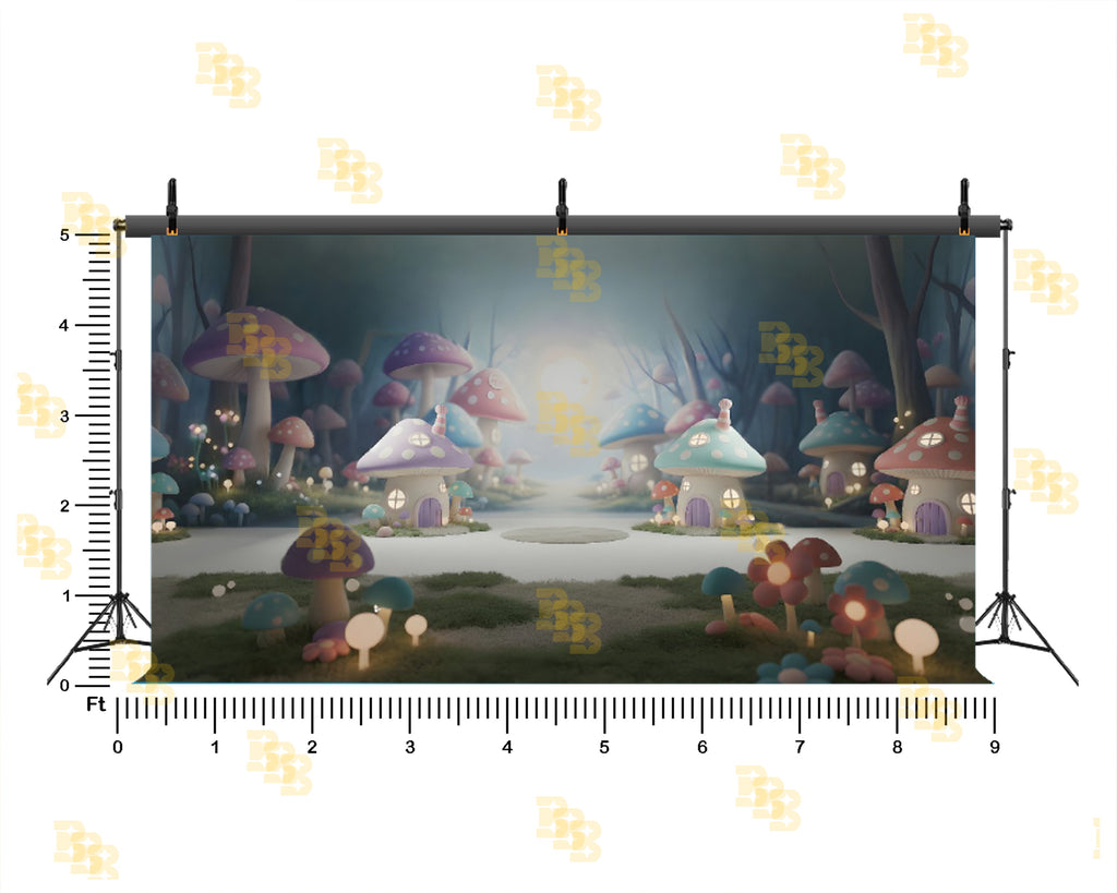 MAGICAL MUSHROOM FANTASY VILLAGE BACKDROP FOR KIDS & CREATIVE PHOTOGRAPHY