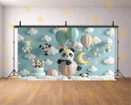 CUTE PANDA BALLOON SKY THEME BACKDROP FOR BABY & KIDS PHOTOGRAPHY