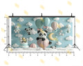 CUTE PANDA BALLOON SKY THEME BACKDROP FOR BABY & KIDS PHOTOGRAPHY