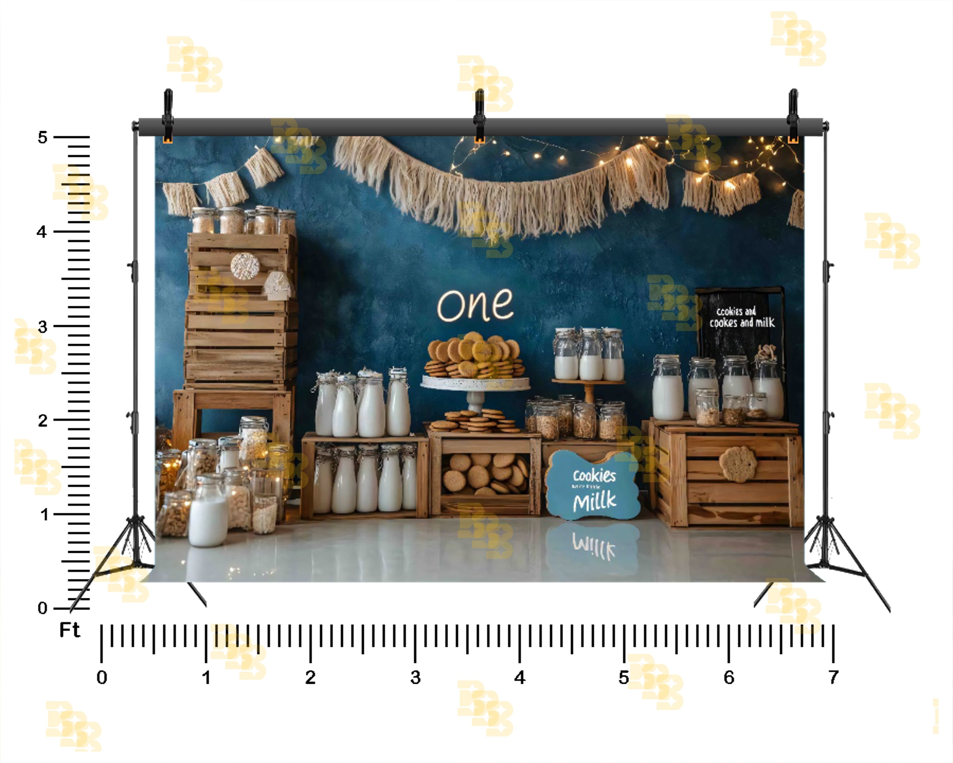 RUSTIC COOKIES AND MILK BABY FIRST BIRTHDAY DESSERT TABLE THEME BACKDROP FOR BABY, KIDS & CAKE SMASH PHOTOGRAPHY