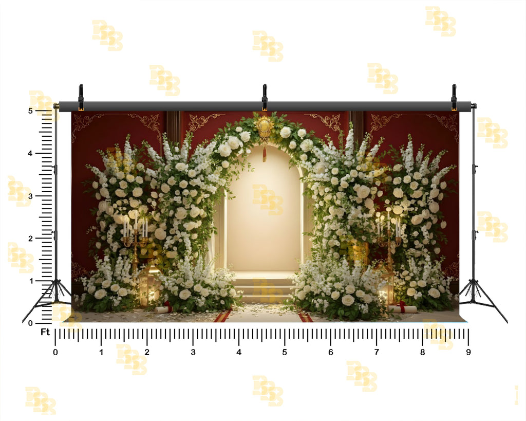 LUXURY FLORAL WEDDING ARCH SETUP BACKDROP FOR WEDDING & PRE-WEDDING PHOTOGRAPHY