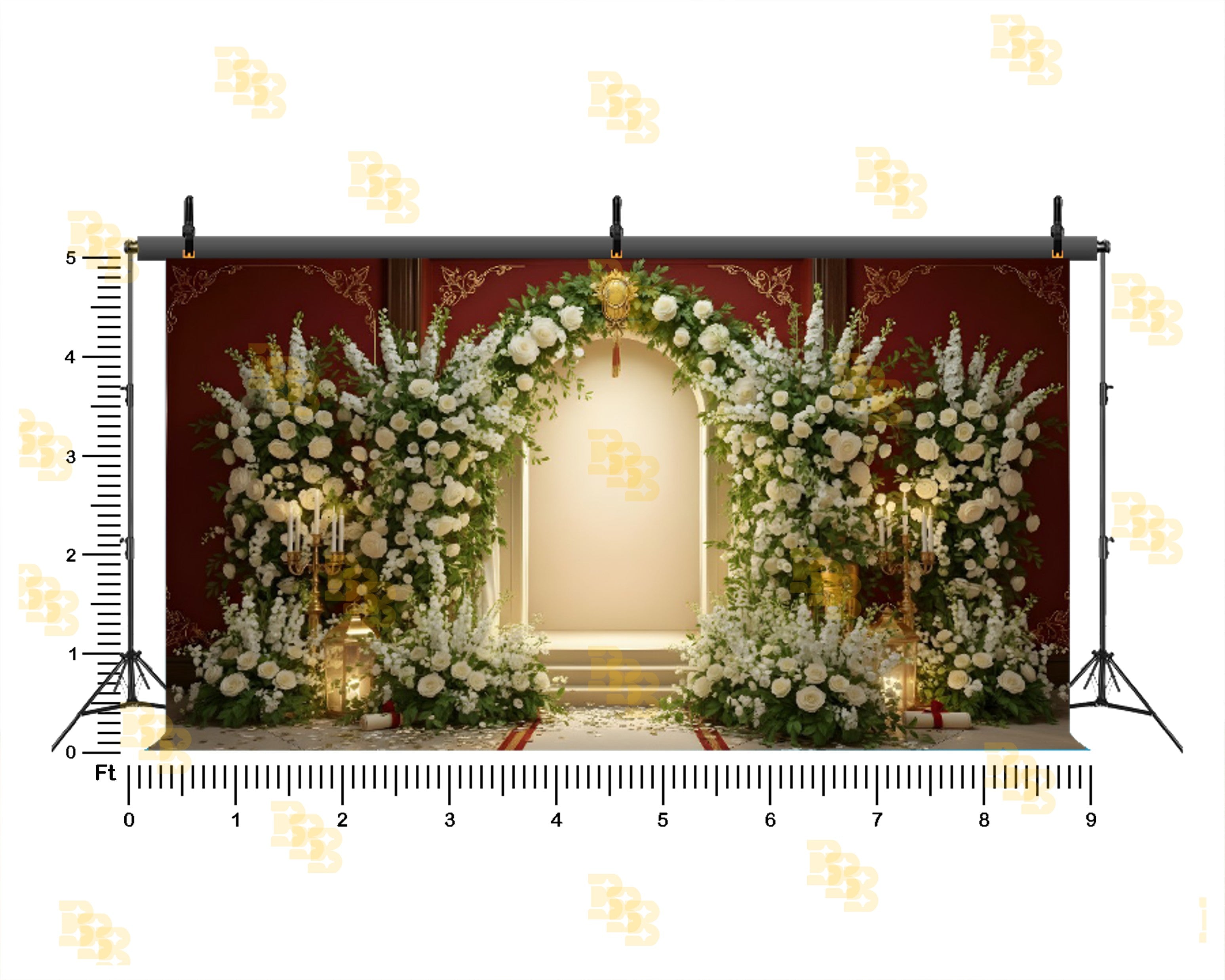 LUXURY FLORAL WEDDING ARCH SETUP BACKDROP FOR WEDDING & PRE-WEDDING PHOTOGRAPHY
