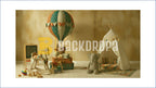 VINTAGE KIDS PLAYROOM HOT AIR BALLOON SETUP BACKDROP FOR BABY & KIDS PHOTOGRAPHY