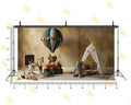 VINTAGE KIDS PLAYROOM HOT AIR BALLOON SETUP BACKDROP FOR BABY & KIDS PHOTOGRAPHY