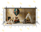 VINTAGE KIDS PLAYROOM HOT AIR BALLOON SETUP BACKDROP FOR BABY & KIDS PHOTOGRAPHY