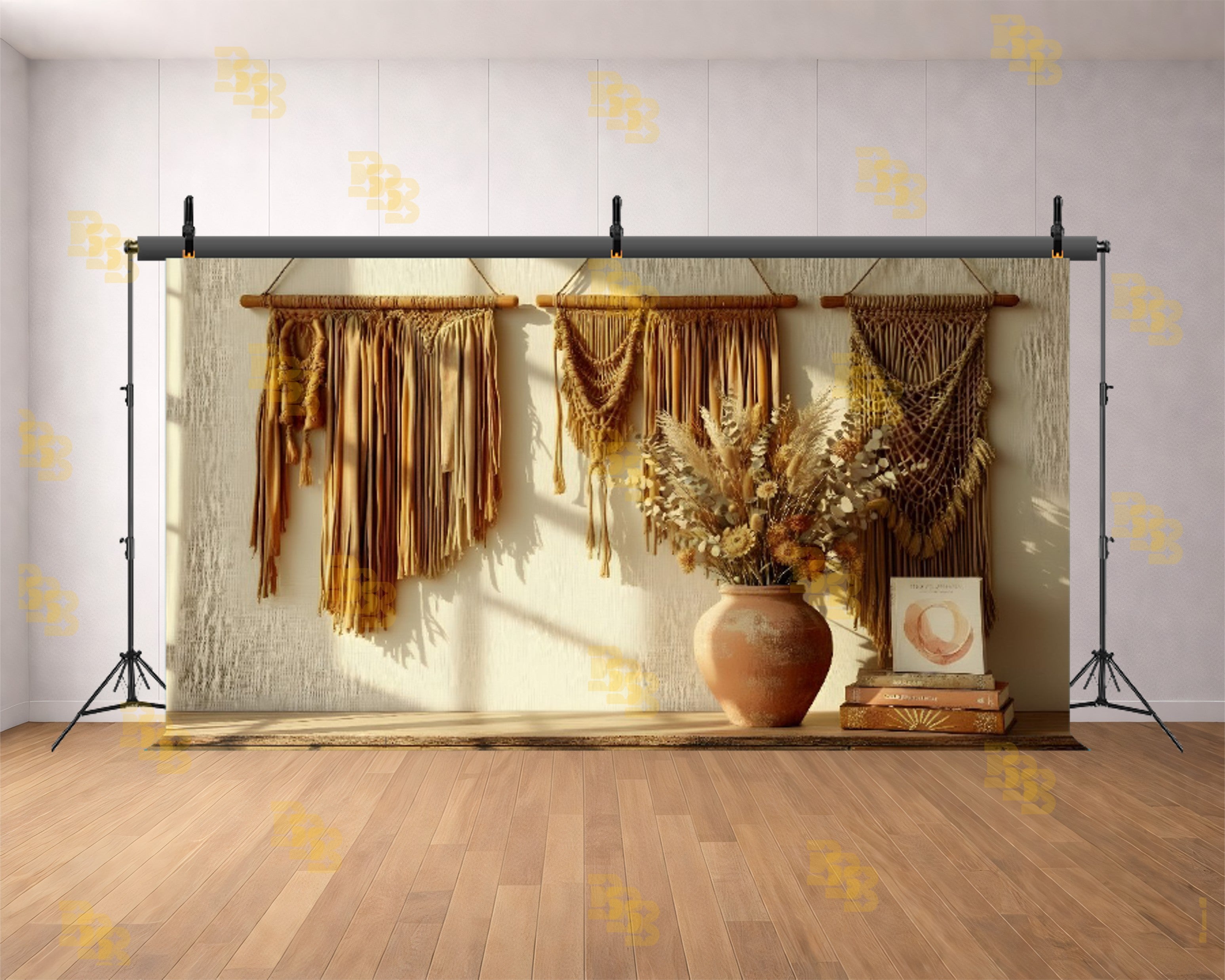 BOHO MACRAME WALL DECOR SETUP BACKDROP FOR BOUTIQUE & LIFESTYLE PHOTOGRAPHY