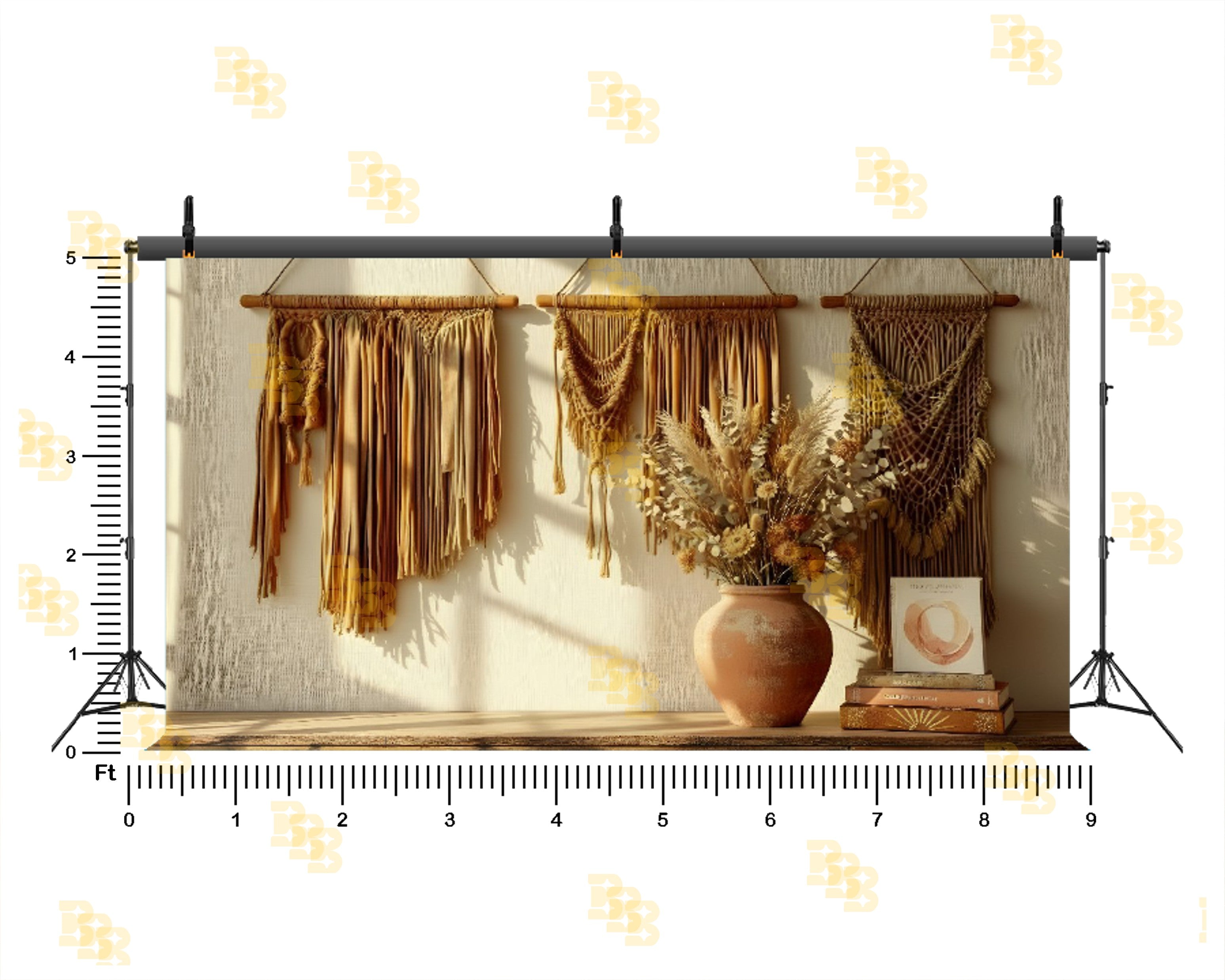 BOHO MACRAME WALL DECOR SETUP BACKDROP FOR BOUTIQUE & LIFESTYLE PHOTOGRAPHY
