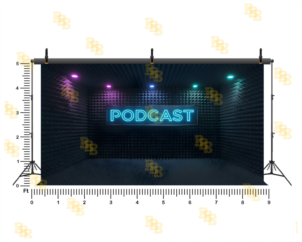 MODERN PODCAST STUDIO NEON SETUP BACKDROP FOR CONTENT & PORTRAIT PHOTOGRAPHY