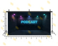 MODERN PODCAST STUDIO NEON SETUP BACKDROP FOR CONTENT & PORTRAIT PHOTOGRAPHY