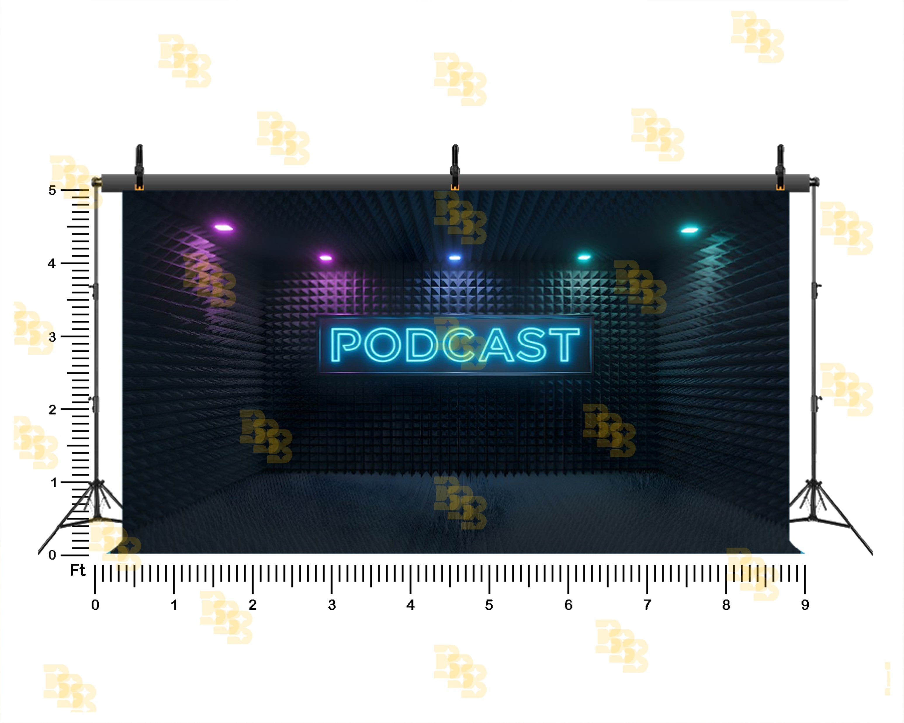 MODERN PODCAST STUDIO NEON SETUP BACKDROP FOR CONTENT & PORTRAIT PHOTOGRAPHY