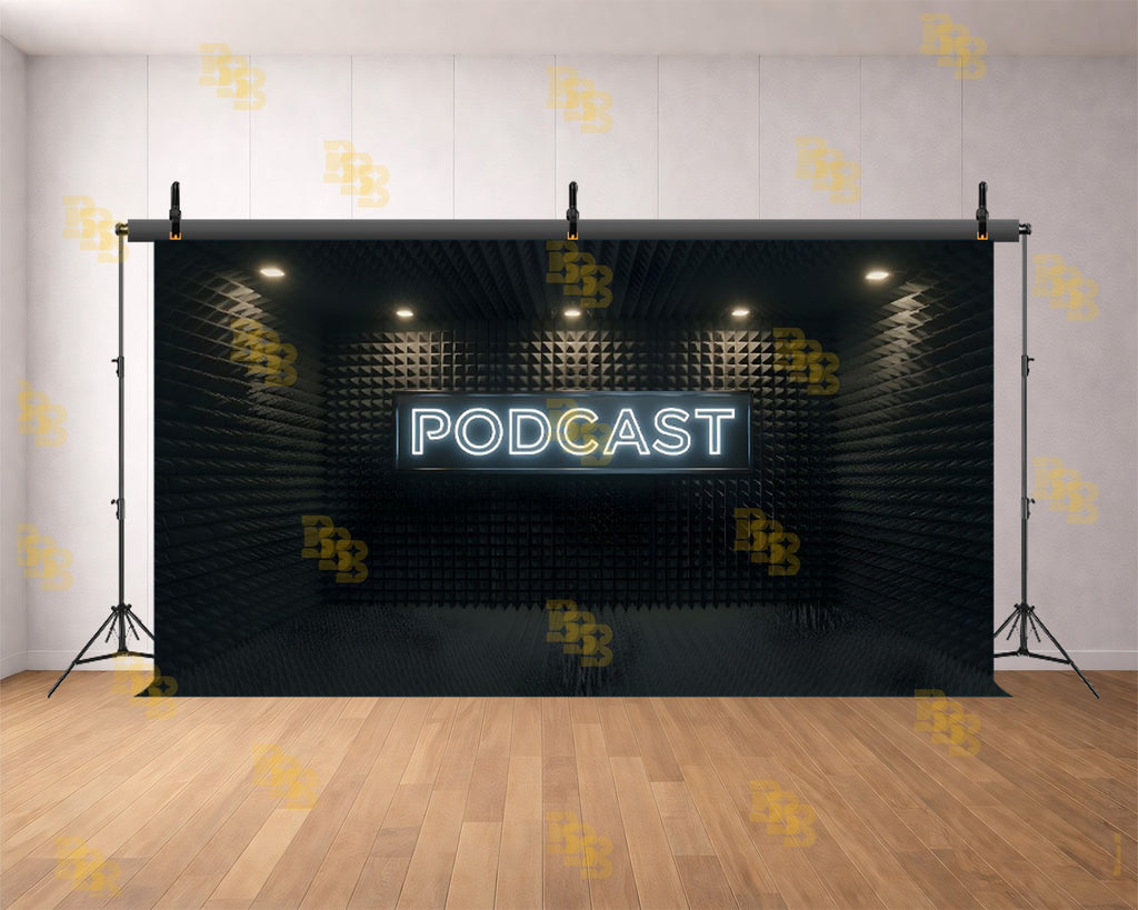 PROFESSIONAL PODCAST STUDIO BLACK ACOUSTIC BACKDROP FOR CONTENT & VIDEO PHOTOGRAPHY