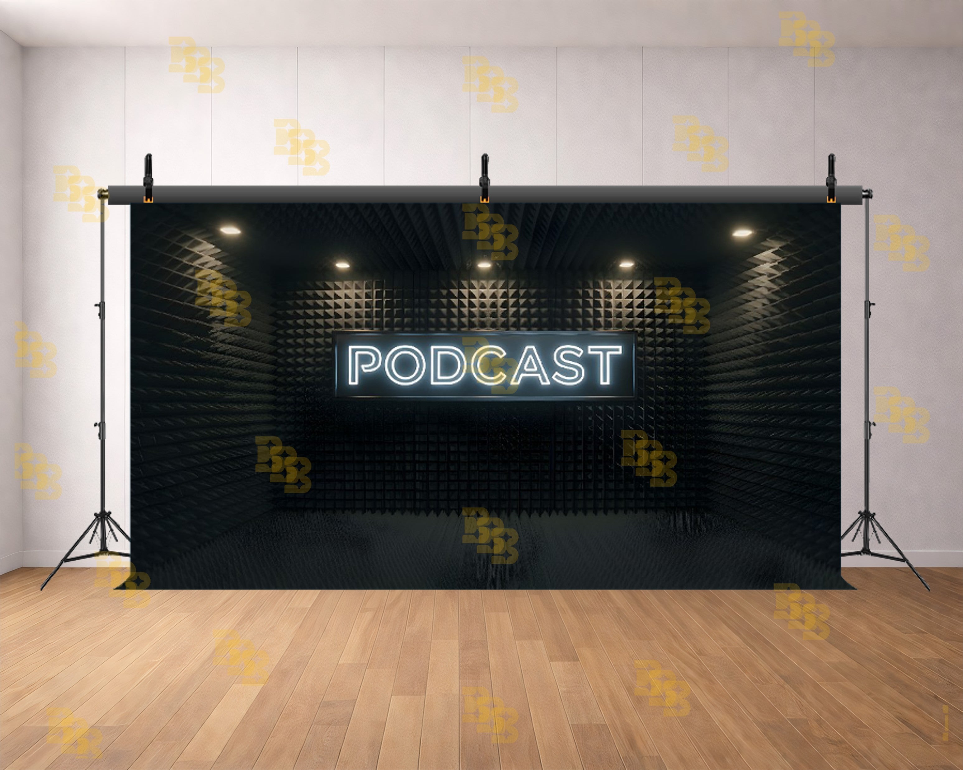 PROFESSIONAL PODCAST STUDIO BLACK ACOUSTIC BACKDROP FOR CONTENT & VIDEO PHOTOGRAPHY