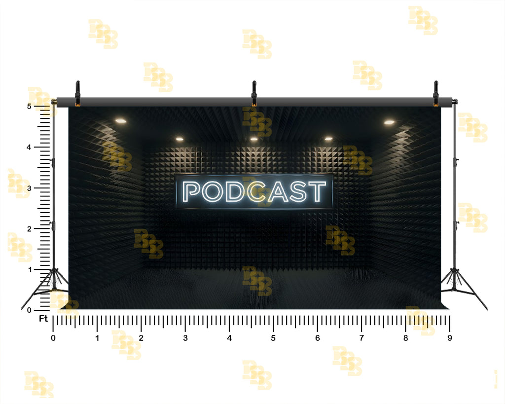 PROFESSIONAL PODCAST STUDIO BLACK ACOUSTIC BACKDROP FOR CONTENT & VIDEO PHOTOGRAPHY