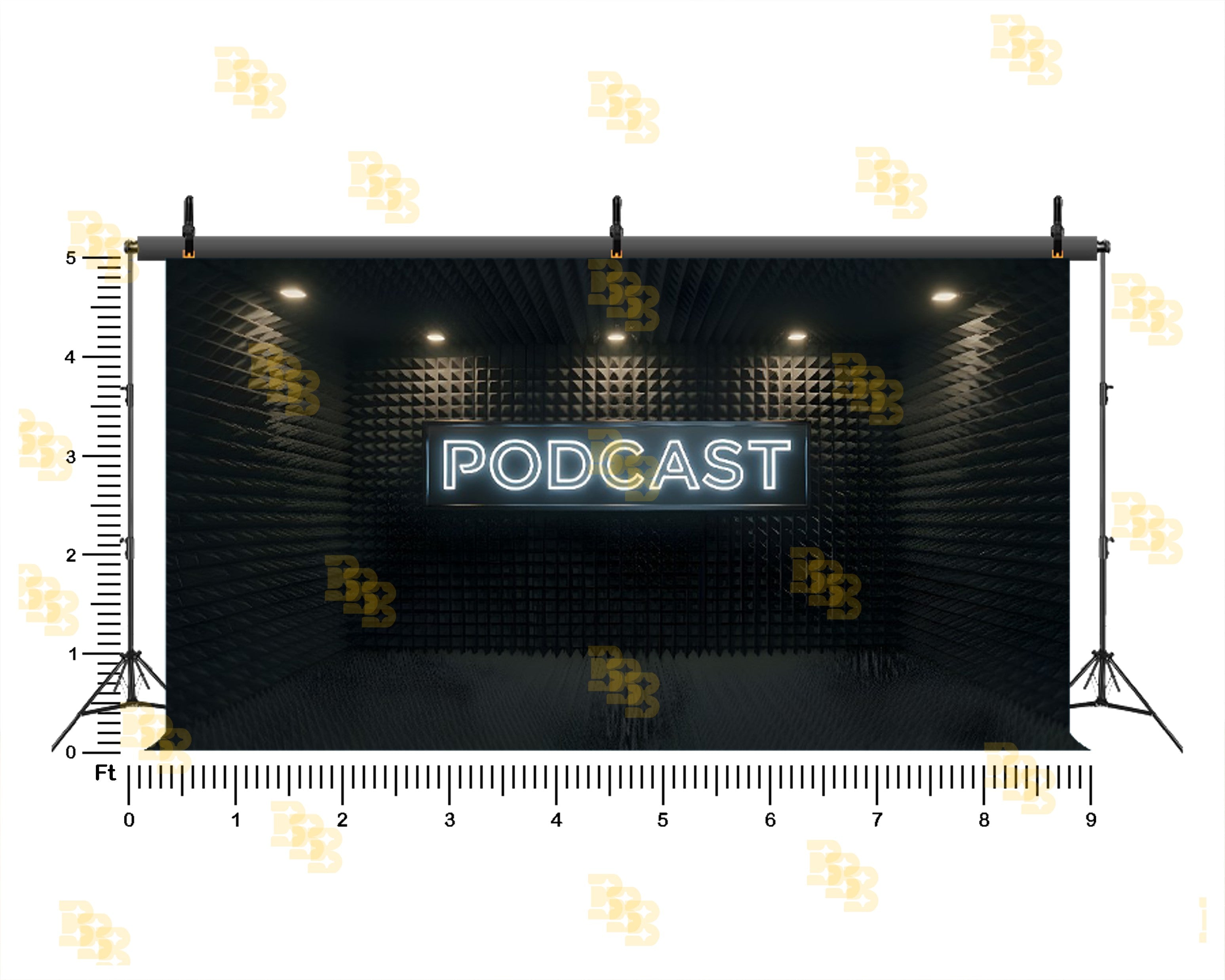 PROFESSIONAL PODCAST STUDIO BLACK ACOUSTIC BACKDROP FOR CONTENT & VIDEO PHOTOGRAPHY