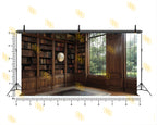 CLASSIC WOODEN LIBRARY STUDY ROOM BACKDROP FOR PORTRAIT & EDITORIAL PHOTOGRAPHY