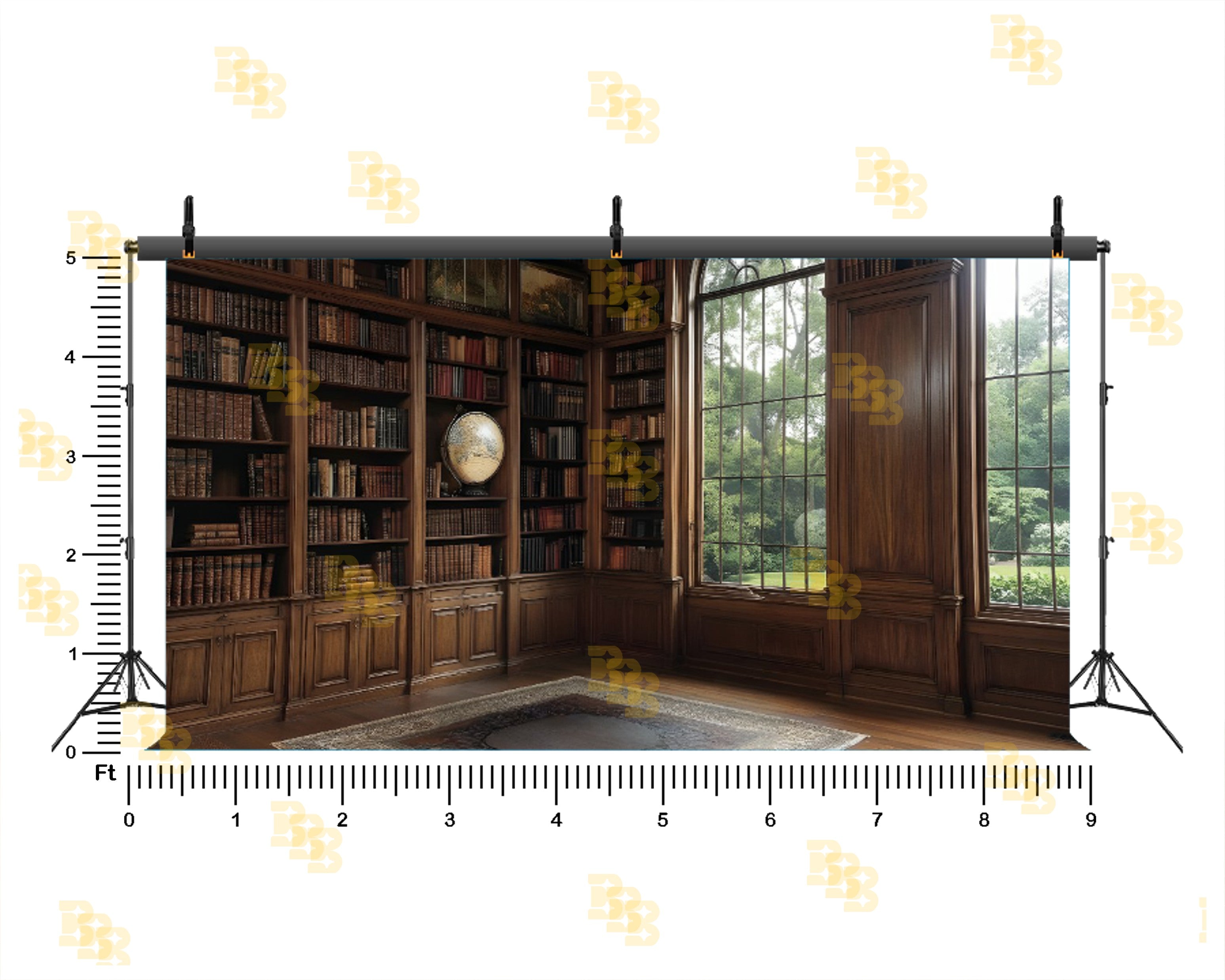 CLASSIC WOODEN LIBRARY STUDY ROOM BACKDROP FOR PORTRAIT & EDITORIAL PHOTOGRAPHY