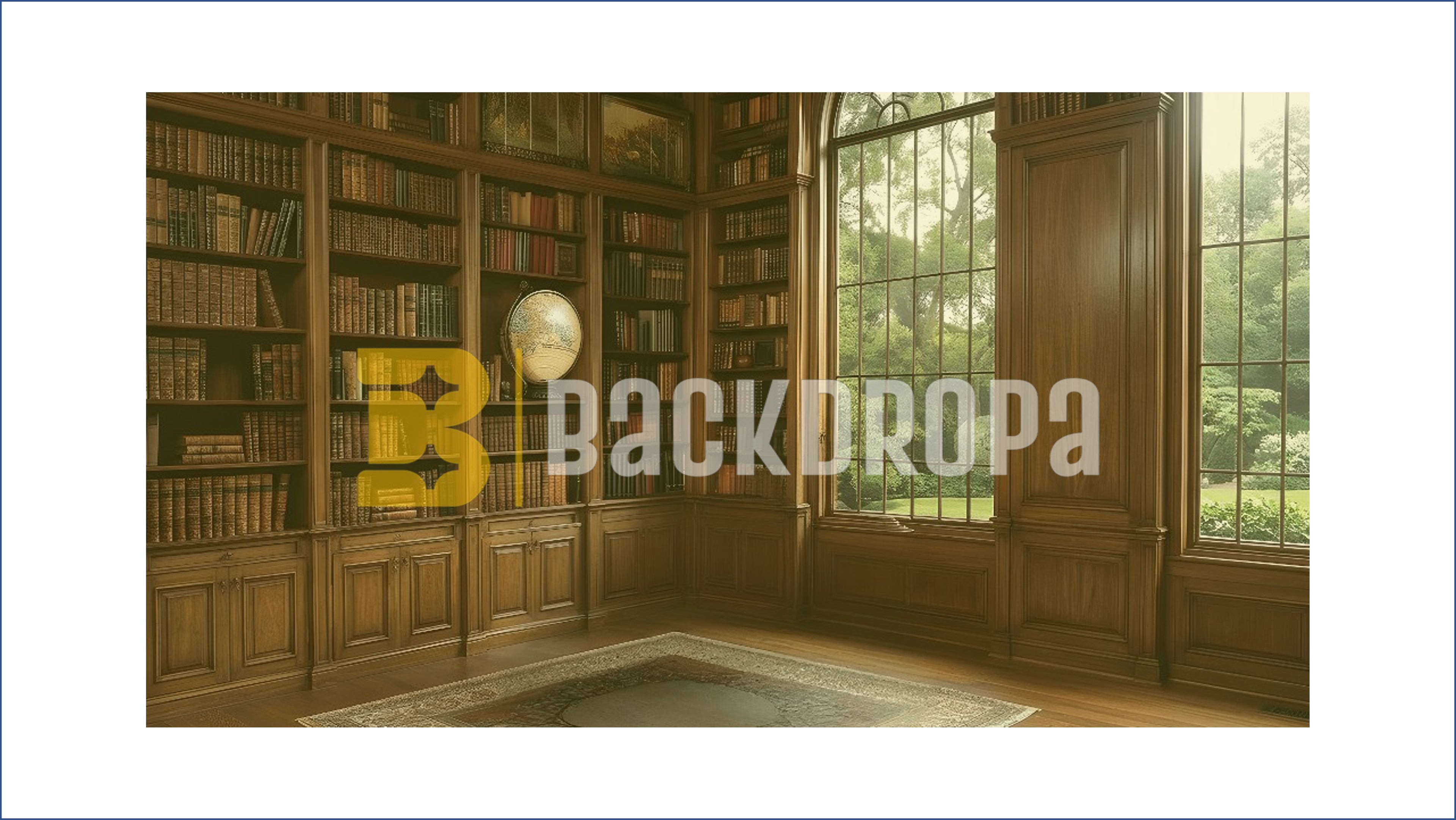 CLASSIC WOODEN LIBRARY STUDY ROOM BACKDROP FOR PORTRAIT & EDITORIAL PHOTOGRAPHY