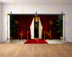 LUXURY RED CURTAIN ENTRANCE BACKDROP FOR BOUTIQUE & SALON PHOTOGRAPHY