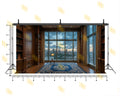 LUXURY LIBRARY WINDOW CITY VIEW INTERIOR BACKDROP FOR PORTRAIT & EDITORIAL PHOTOGRAPHY