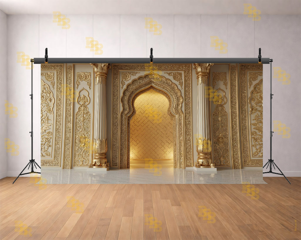 GRAND GOLDEN ARCH PALACE BACKDROP FOR BOUTIQUE & WEDDING PHOTOGRAPHY