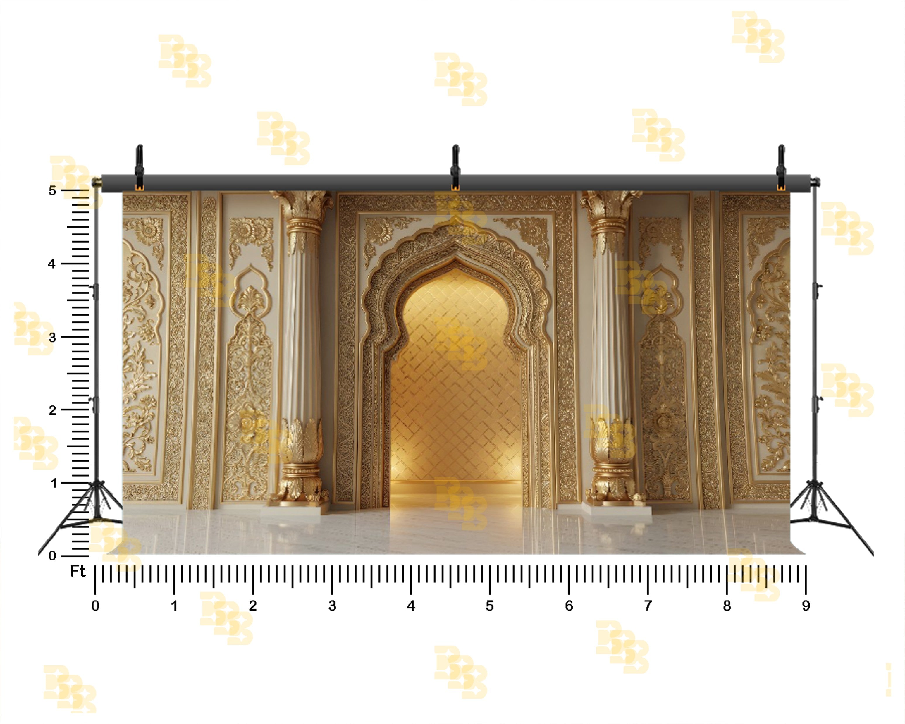 GRAND GOLDEN ARCH PALACE BACKDROP FOR BOUTIQUE & WEDDING PHOTOGRAPHY