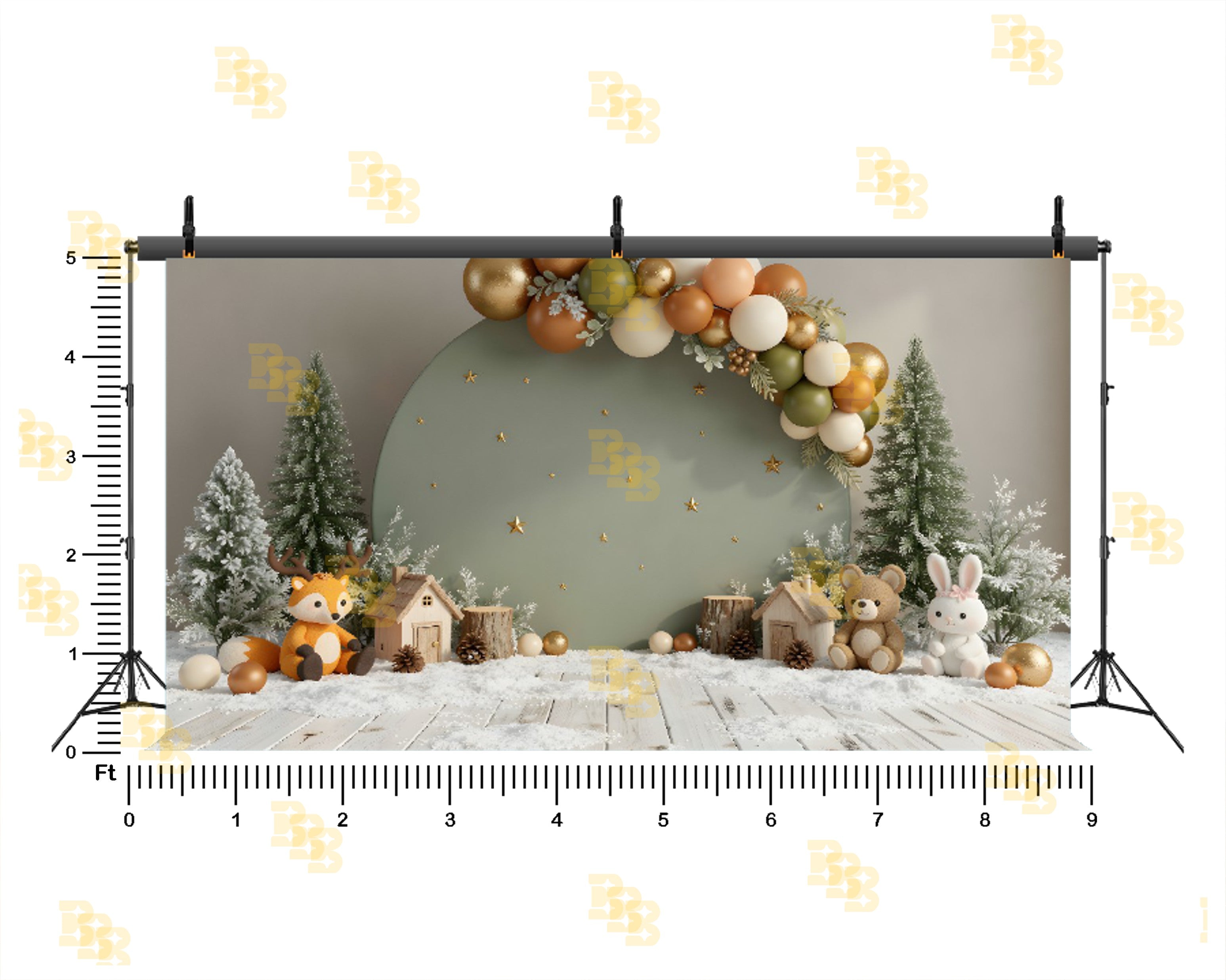 WINTER KIDS THEME ROUND PANEL BACKDROP FOR CAKE SMASH & BABY PHOTOGRAPHY
