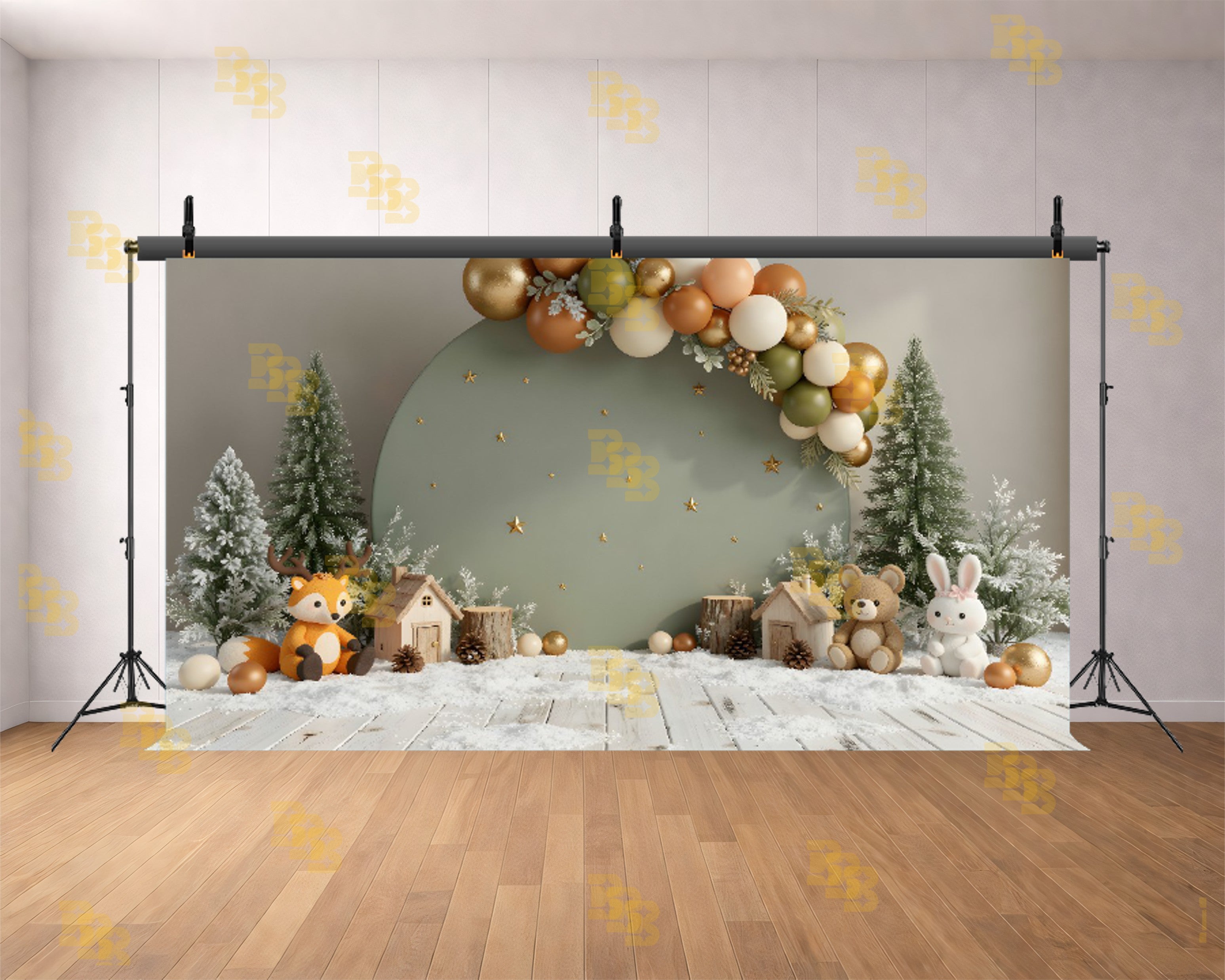 WINTER KIDS THEME ROUND PANEL BACKDROP FOR CAKE SMASH & BABY PHOTOGRAPHY