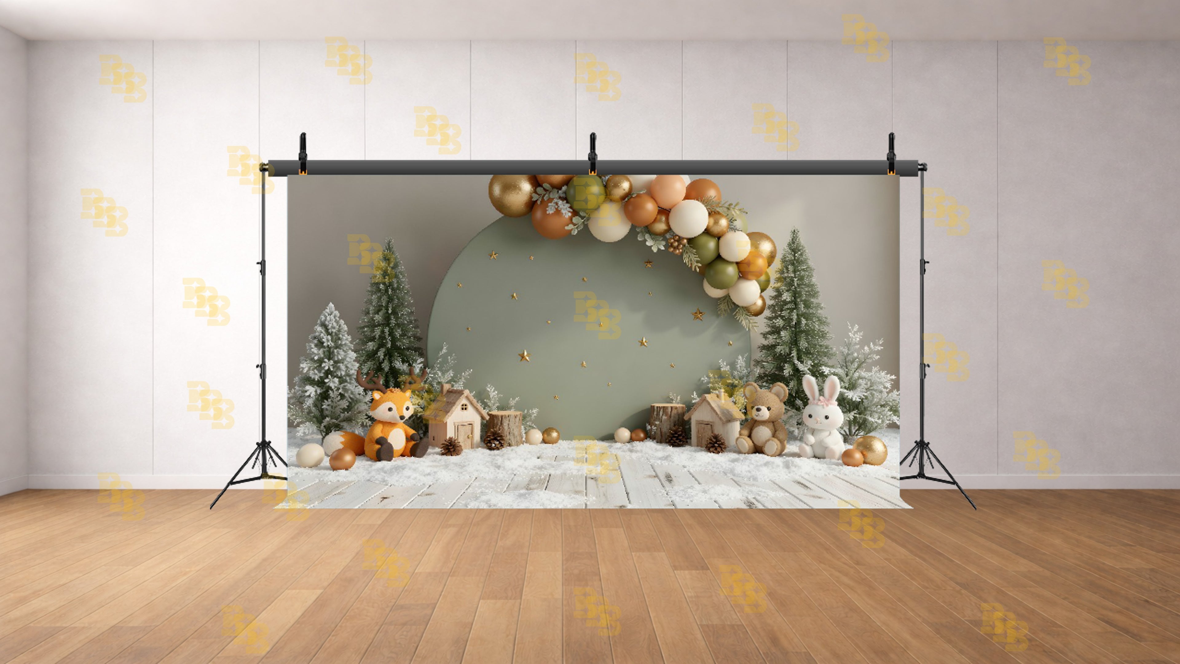 WINTER KIDS THEME ROUND PANEL BACKDROP FOR CAKE SMASH & BABY PHOTOGRAPHY