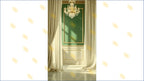 ELEGANT GREEN PANEL WITH CHANDELIER AND DRAPES BACKDROP FOR BOUTIQUE & PORTRAIT PHOTOGRAPHY