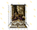 ROYAL MARBLE PALACE SETUP WITH DRAPES AND PEARL DECOR BACKDROP FOR BOUTIQUE & LUXURY PHOTOGRAPHY