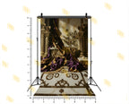 ROYAL MARBLE PALACE SETUP WITH DRAPES AND PEARL DECOR BACKDROP FOR BOUTIQUE & LUXURY PHOTOGRAPHY