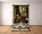 ROYAL MARBLE PALACE SETUP WITH DRAPES AND PEARL DECOR BACKDROP FOR BOUTIQUE & LUXURY PHOTOGRAPHY