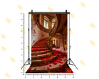 ROYAL SPIRAL STAIRCASE WITH ROSE PETALS PALACE INTERIOR BACKDROP FOR WEDDING & PORTRAIT PHOTOGRAPHY
