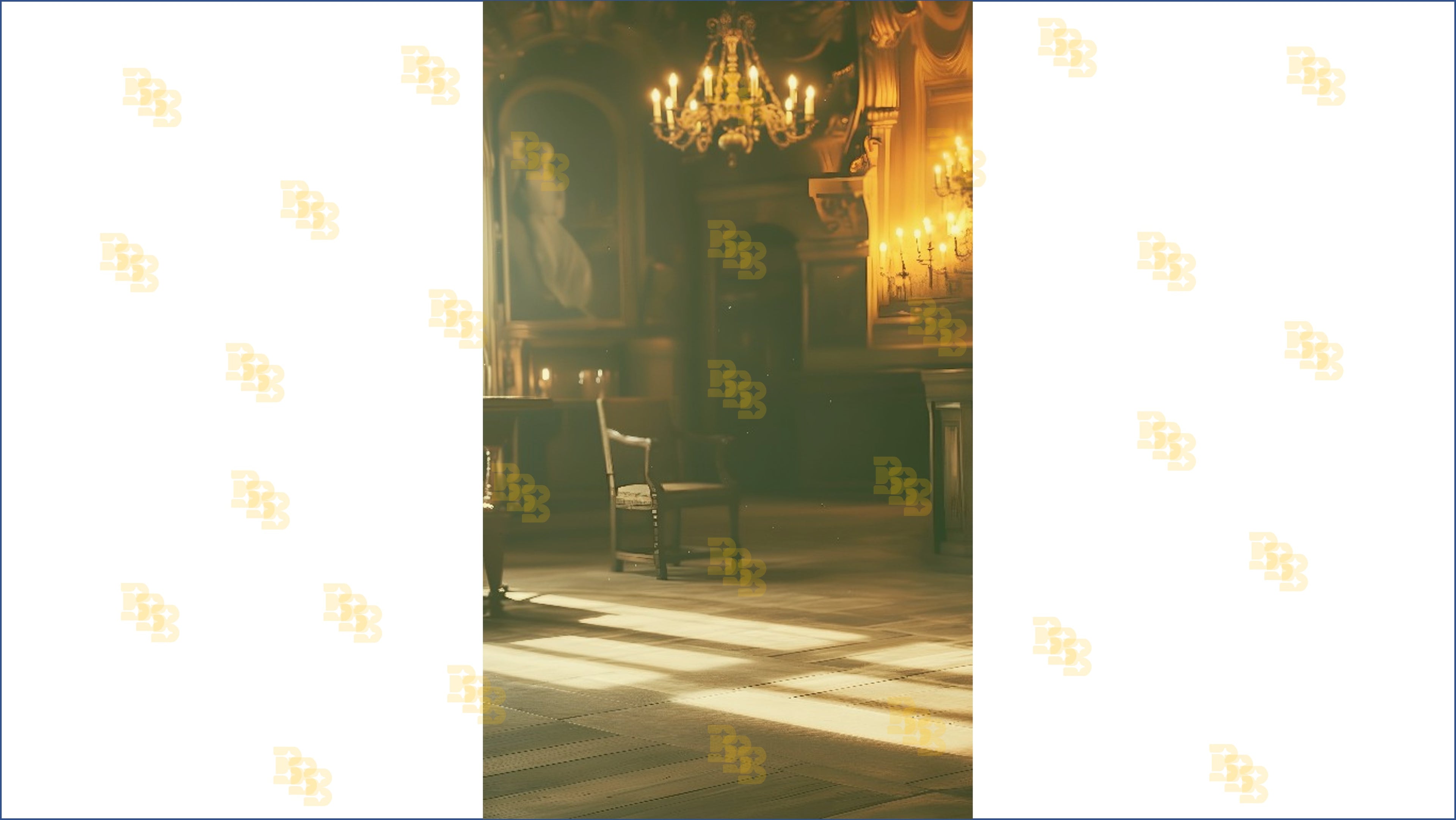 ROYAL VINTAGE ROOM WITH CANDLELIGHT AND CHANDELIER AMBIENCE BACKDROP FOR BOUTIQUE & PORTRAIT PHOTOGRAPHY