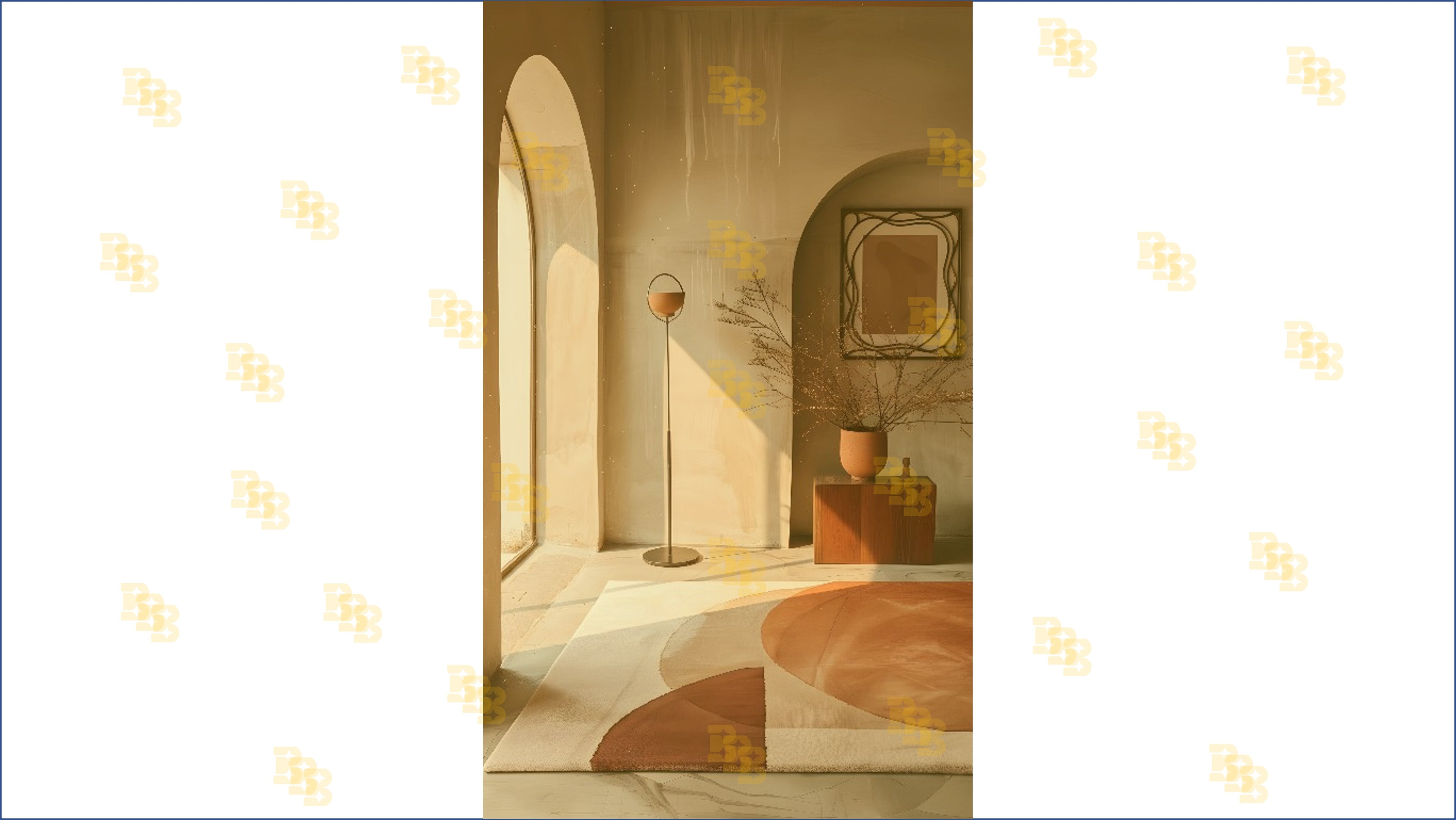 MODERN EARTH TONE ARCH INTERIOR WITH MINIMAL DECOR BACKDROP FOR CONTENT & PORTRAIT PHOTOGRAPHY