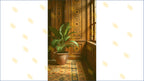 ROYAL WOODEN WALL INTERIOR WITH SUNLIGHT AND PLANT SETUP BACKDROP FOR BOUTIQUE & PORTRAIT PHOTOGRAPHY
