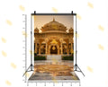 ROYAL OUTDOOR PALACE PAVILION WITH CHANDELIERS AND MARBLE FLOOR BACKDROP FOR WEDDING & PORTRAIT PHOTOGRAPHY
