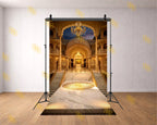 ROYAL PALACE INTERIOR COURTYARD WITH GRAND STAIRS AND CHANDELIERS BACKDROP FOR WEDDING & PORTRAIT PHOTOGRAPHY