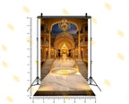 ROYAL PALACE INTERIOR COURTYARD WITH GRAND STAIRS AND CHANDELIERS BACKDROP FOR WEDDING & PORTRAIT PHOTOGRAPHY