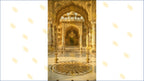 ROYAL ARCH PALACE COURTYARD WITH ORNATE PILLARS AND CHANDELIER BACKDROP FOR WEDDING & PORTRAIT PHOTOGRAPHY