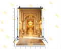 ROYAL CARVED ARCHWAY WITH CHANDELIER CORRIDOR AND FLORAL WALL BACKDROP FOR WEDDING & PORTRAIT PHOTOGRAPHY