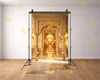 ROYAL CARVED ARCHWAY WITH CHANDELIER CORRIDOR AND FLORAL WALL BACKDROP FOR WEDDING & PORTRAIT PHOTOGRAPHY