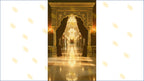 ROYAL GOLDEN ARCHWAY WITH MAROON DRAPES AND CHANDELIER CORRIDOR BACKDROP FOR WEDDING & PORTRAIT PHOTOGRAPHY